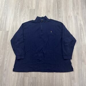 Polo Ralph Lauren 1/4 Zip Men's 3XB Blue Sweater Pullover Pony Logo Preppy